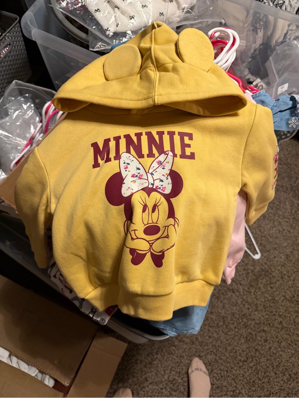 Disney Girls Yellow Minnie Mouse Hoodie with Ear Details